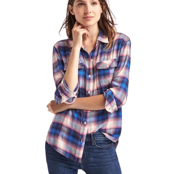 gap womens plaid flannel shirts